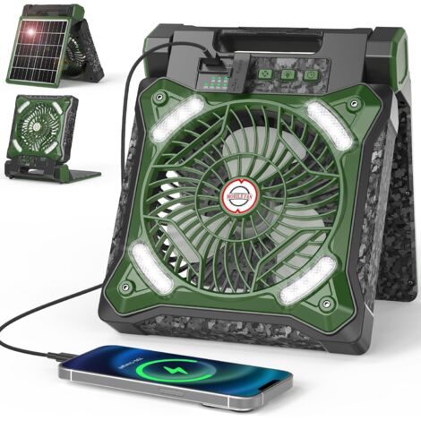 Ventilateur solaire portable, ventilateur pliable pour le camping, ventilateur extérieur, ventilateur de bureau, ventilateur pour lit-camion