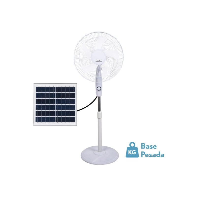 Fabrilamp - abrila - Ventilateur Foot dc frontain - à cinq pales 3 vitesses réglables Comprend un panneau Solar Équipé d'un port usb et d'une