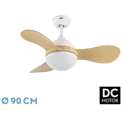 Ventilateur SOLIDO dc 24w blanc 3 pales hêtre 91 cm 2640lm 3000-4000-6500k