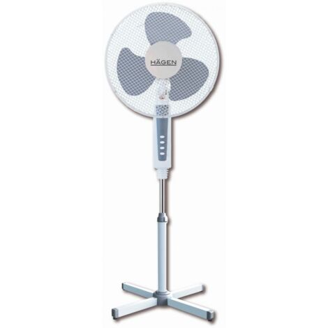 Ventilateur sur pied 40 cm – 3 vitesses – Moteur aluminium 45W – Hauteur 1,2M – Grille de protection certifiée CE – Hagen