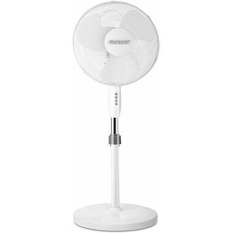Ventilateur sur pied 45W blanc Ventilateur oscillant 90° silencieux avec 3 vitesses Ø 40 cm Hauteur réglable