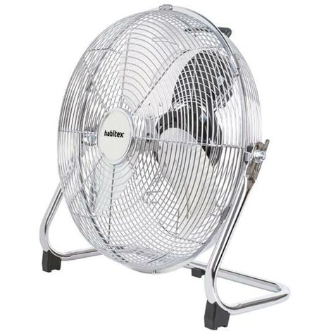 Ventilateur sur pied 60W – 3 vitesses – Débit d'air 77,72 m3/min – Tête inclinable – Base antidérapante – Habitex