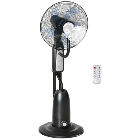 Ventilateur sur pied avec atomiseur d'eau de 2,8 litres, minuterie, 3 modes, fonction brumisation et angle d'inclinaison réglable pour une fraîcheur optimale.