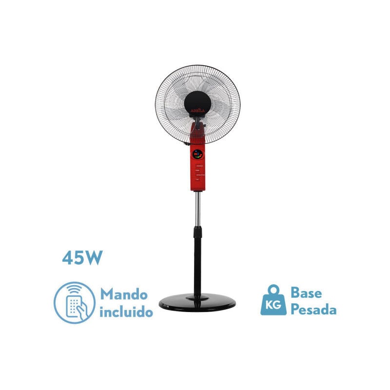 Fabrilamp - Ventilateur de foot circus red/black 3vel 45w regx43x40cm oscillant 5asp.w/remote,timer