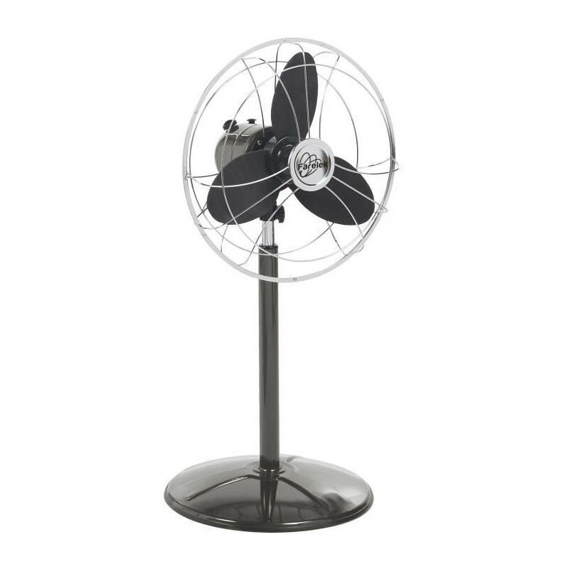 Farelek - saguaro- Ventilateur sur pied Ø40cm 40W rétro indus anthracite et chrome