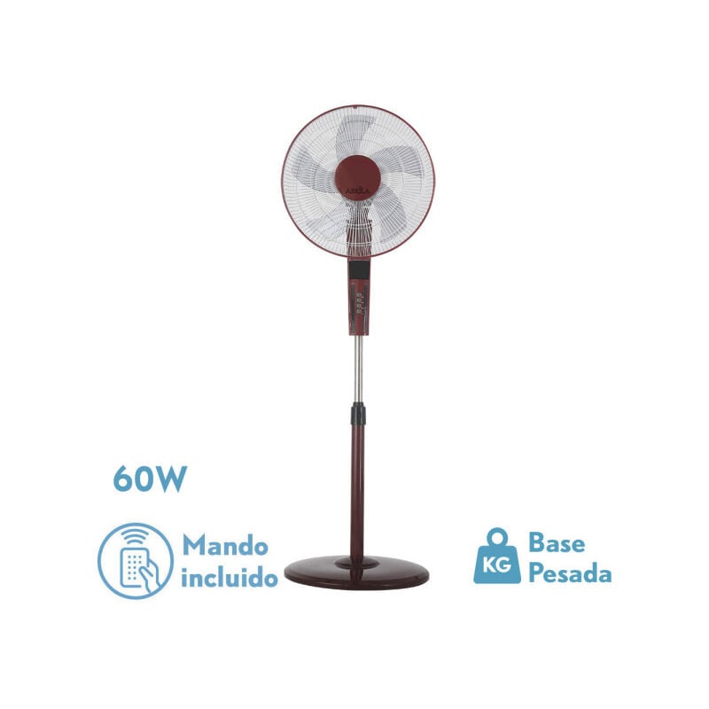 Fabrilamp - Ventilateur de floor fan ray burgundy/ng.3 speed.60w.5 asp 43d w/remote and timer 0,5h-7,5h