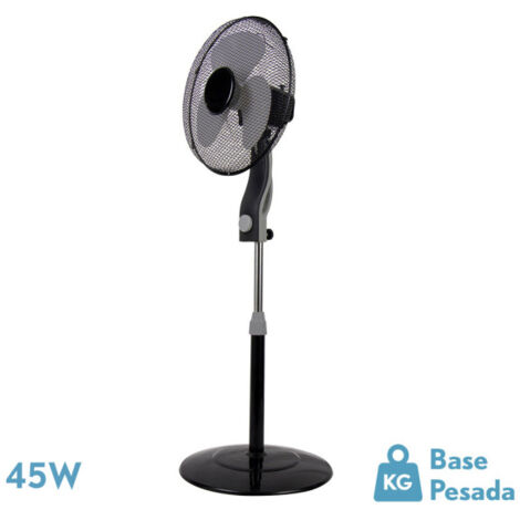 Ventilateur Sur Pied Magique Noir/Gris 3 Vitesses 45W 3 Pales Réglables Fixes et Rotatives Regx41x41 Cm