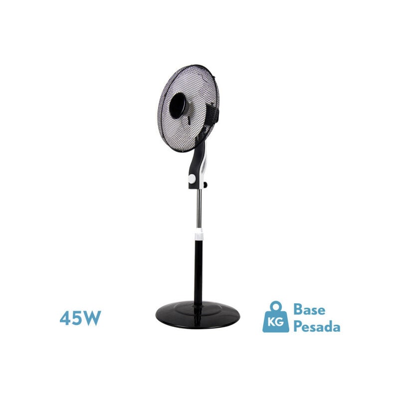 Fabrilamp - Ventilateur de foot magic noir/blanc 3 vitesses 45w 3 pales orientables fixes et rotatives regx41x41 cm