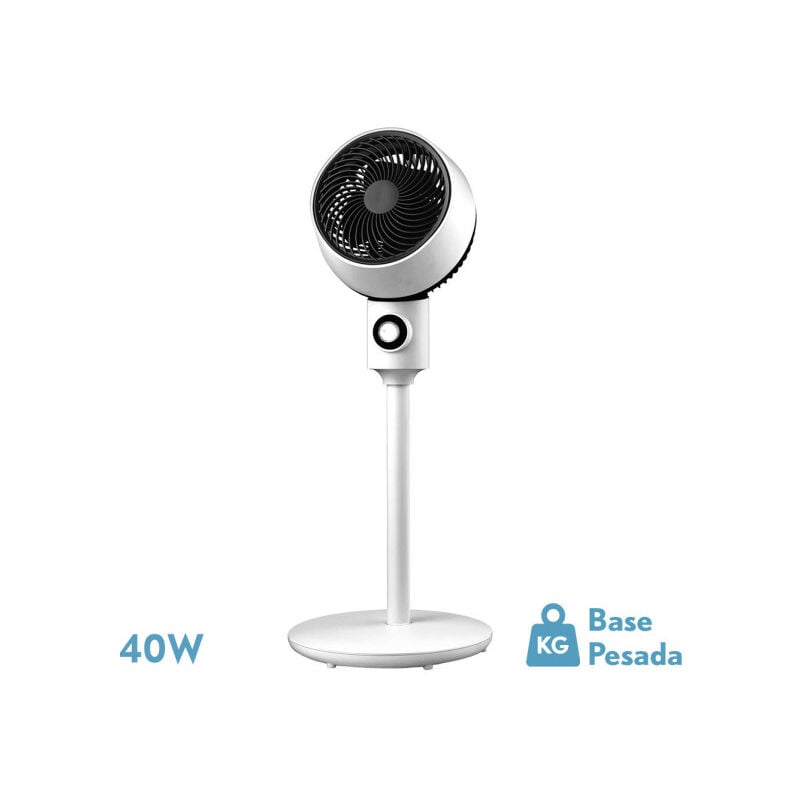 Fabrilamp - Ventilateur de debout ozone blanc/noir 3 vitesses 40w 3 pales orientables, fixes et rotatives 86x34x34cm