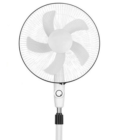 Ventilateur sur Pied Plastique 3 Vitesses Large Volume d'Air Blanc Rechargeable avec Chargeur et Panneau Solaire pour Chambre Salon