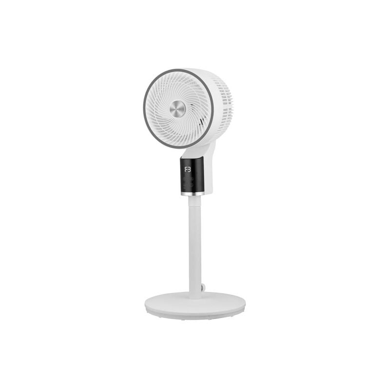 Fabrilamp - Ventilateur de sol persan blanc/chrome 50w 3vel 3vel regx33x33cm affichage oscillant, télécommande et minuterie