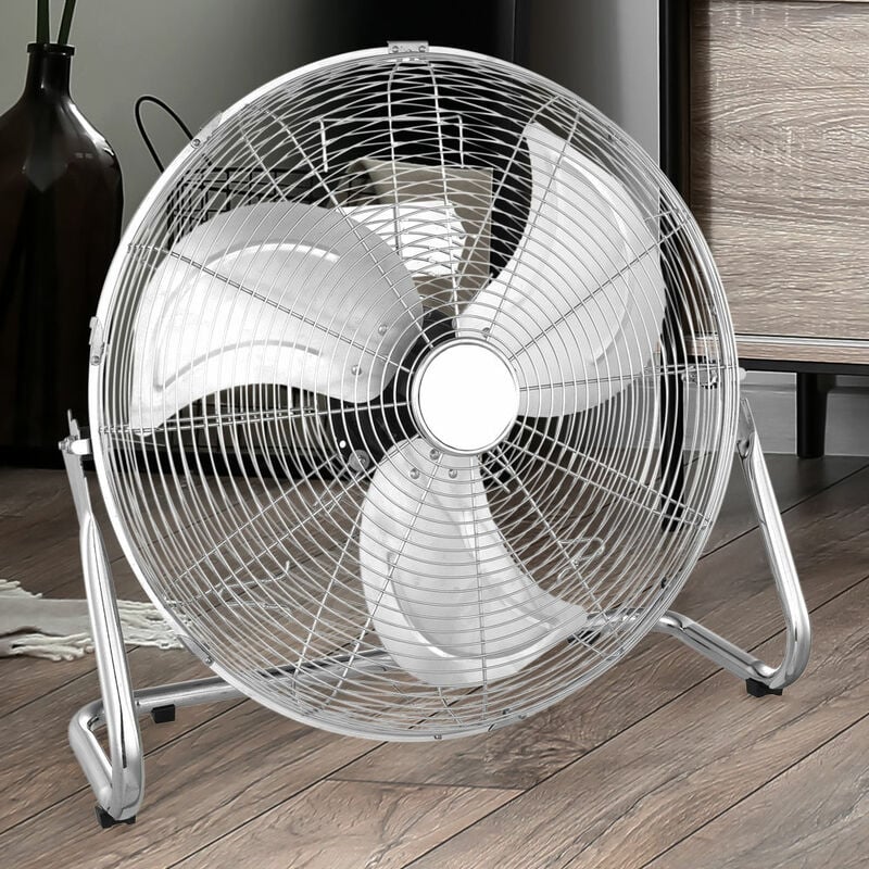 Ventilateur sur pied Ventilateur sur pied, interrupteur, angle d'inclinaison réglable, adapté au transport, métal chromé, 79W, HxLxP 43,5x44,8x21,5cm