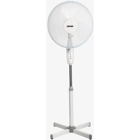 Zephir – Ventilateur sur pied 45W – 3 vitesses – Télécommande – Oscillation automatique – Grille en nid d'abeille – Hauteur 133cm – D40cm