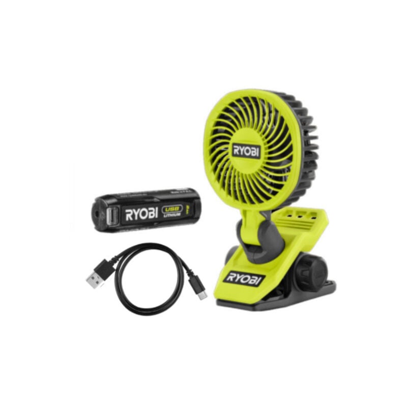 Ryobi - Ventilateur sur pince 4V usb Lithium - 1 batterie 2,0Ah - RCF4-120G