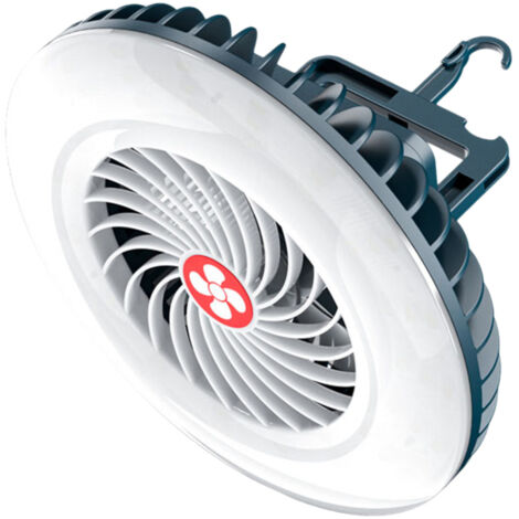Ventilateur suspendu LED 2 en 1 avec crochet de suspension magnétique (pour tente, camping, bureau, voiture)