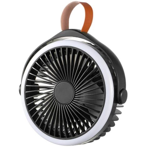 Ventilateur suspendu portable pour le camping, ventilateur de plafond à 4 vitesses avec crochet et lampe pour pique-nique