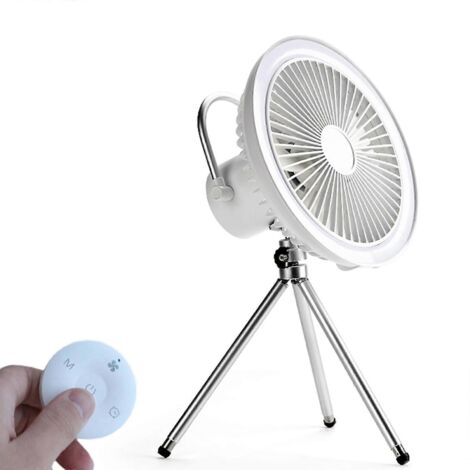 Ventilateur suspendu rechargeable 4000 mAh à 3 vitesses avec trépied pour la chambre et le camping