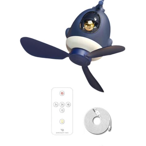 Ventilateur suspendu silencieux 3 en 1, 25 cm (9,8 pouces), avec télécommande, lumière et crochet.