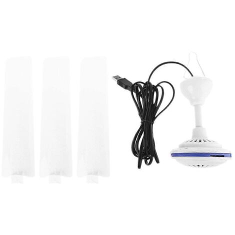 Ventilateur suspendu silencieux de 19 pouces, 1 vitesse, avec rosace, alimentation USB, idéal pour les voyages.