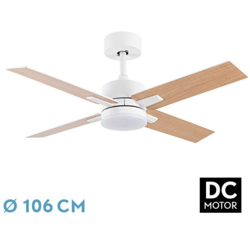 Ventilateur Talco DC 20W Blanc 4 Pales Blanc/Hêtre