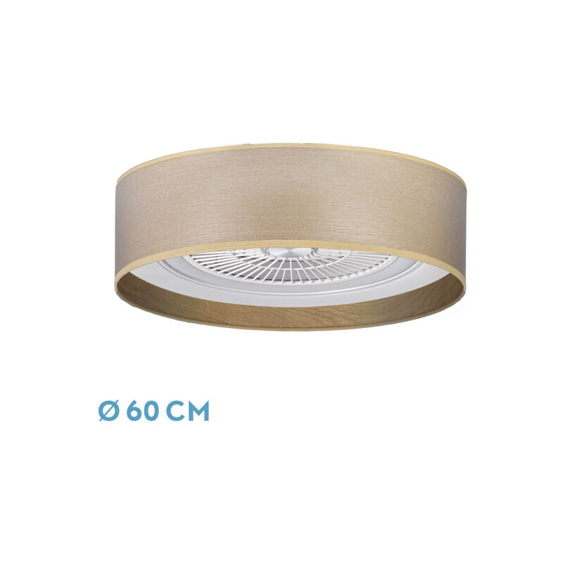 Fabrilamp - Ventilateur Tania 72w Light Wood 8000lm 5 pales 3 couleurs/earthquake,memory,dimmer,timer 25x60x60 Cm