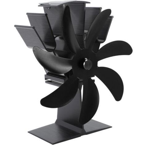Ventilateur thermoélectrique à 7 pales pour poêle à bois, en alliage d'aluminium (noir)