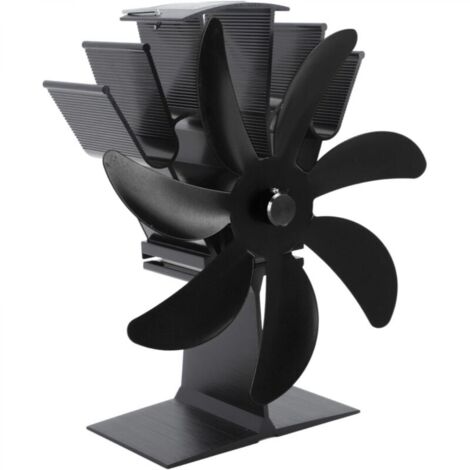 Ventilateur thermoélectrique à 7 pales pour poêle à bois, en alliage d'aluminium (noir)