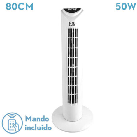 Ventilateur tour blanc Tuka 50W avec télécommande