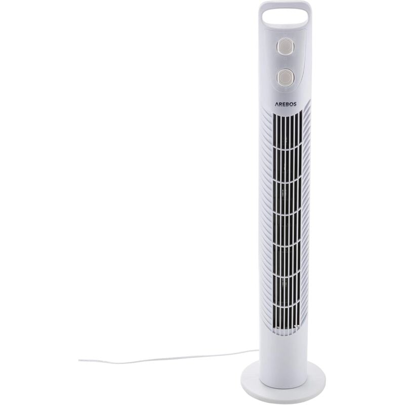 Arebos - Ventilateur colonne oscillant 40W 3 vitesses H79cm Blanc