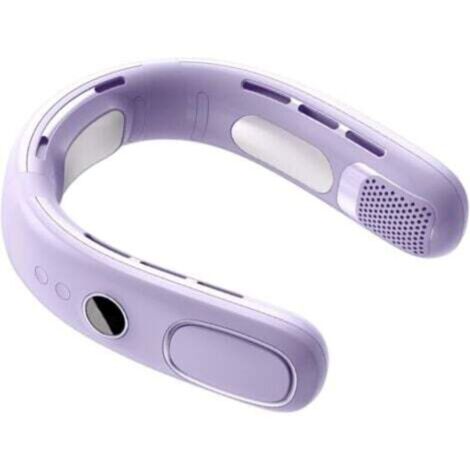 Ventilateur tour de cou portable sans pales à suspendre - Ventilateur miniature de climatisation rechargeable par USB,Violet