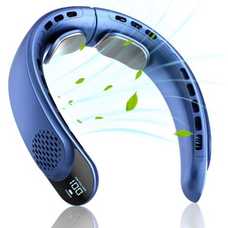 Ventilateur tour de cou rechargeable, ventilateur d'extérieur suspendu sans pales, 200 x 192 x 60 mm, bleu