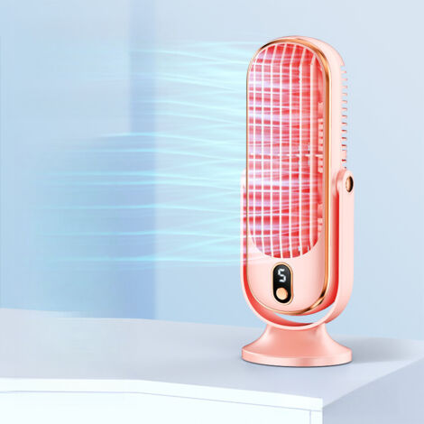 Ventilateur tour de table portable, USB, rechargeable, 5 vitesses réglables, ventilateur de bureau, ventilateur tour silencieux personnel, convient aux voitures, aux maisons et aux chambres, rose.