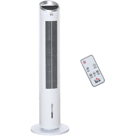 Ventilateur tour HOMCOM avec refroidissement à eau et télécommande 60W blanc 30 cm