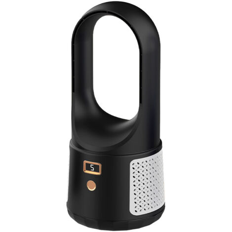 Ventilateur Tour Sans Pales 6 Vitesses Recharge USB Affichage LED Silencieux pour Bureau Chambre Maison Noir