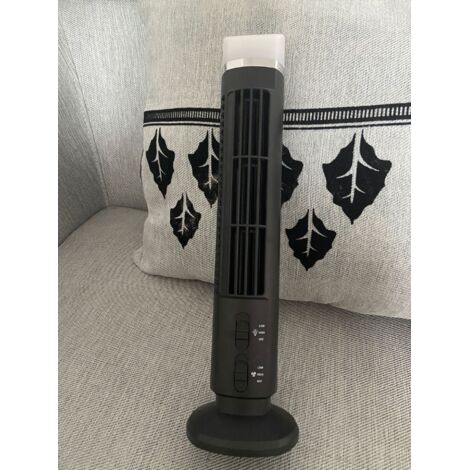 Ventilateur tour sans pales oscillant 90°, mini refroidisseur vertical avec éclairage LED noir silencieux