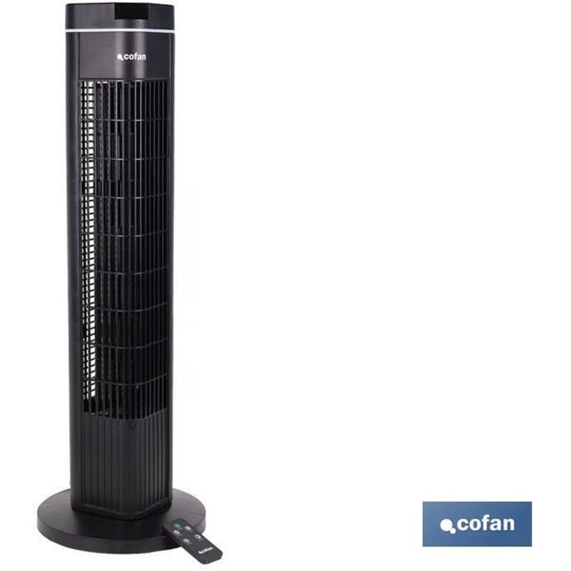 Ventilateur tour silencieux avec télécommande (50W 230V) IP20 Ø24,5x73cm coloris noir