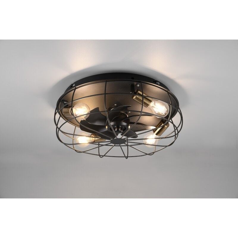 Trio - Plafonnier ventilateur 3 vitesses noir mat Trondheim