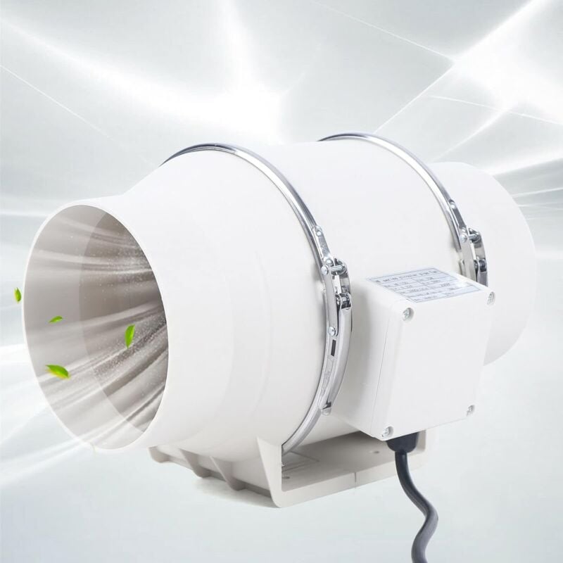 Ventilateur tubulaire - Diamètre : 100 mm - 220 v - Pour bureau, salle de bain, hall, chambre hydroponique (HF-100P)