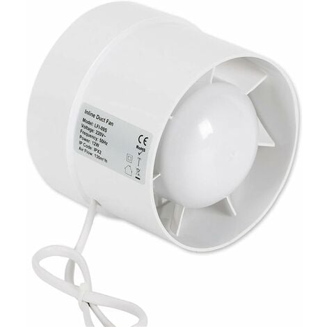 Ventilateur tubulaire pour salle de bain avec roulement à billes - 100 / 125 / 150 mm - Pour WC, salle de bain, serre, cuisine - Rond - 100 mm
