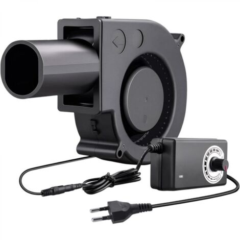 Ventilateur Turbine 12V, Ventilateur Radial Réglable avec Variateur de Vitesse et Sortie d'air, pour Cheminées, Pique Niques, Camping, Barbecues, Climatisation et Ventilation