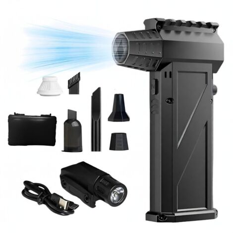 Ventilateur turbo puissant à 140 000 tours/minute, sèche-cheveux turbo haute vitesse à moteur sans balais, ensemble aspirateur portatif X3pro + lampe torche