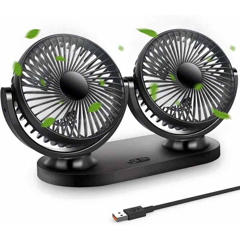 Yoyo - Ventilateur usb Mini Ventilateur Double Tête Rotatif à 360° Ventilateur Portable à 3 Vitesses pour Voiture/Table/Table/Camping/Pêche etc.