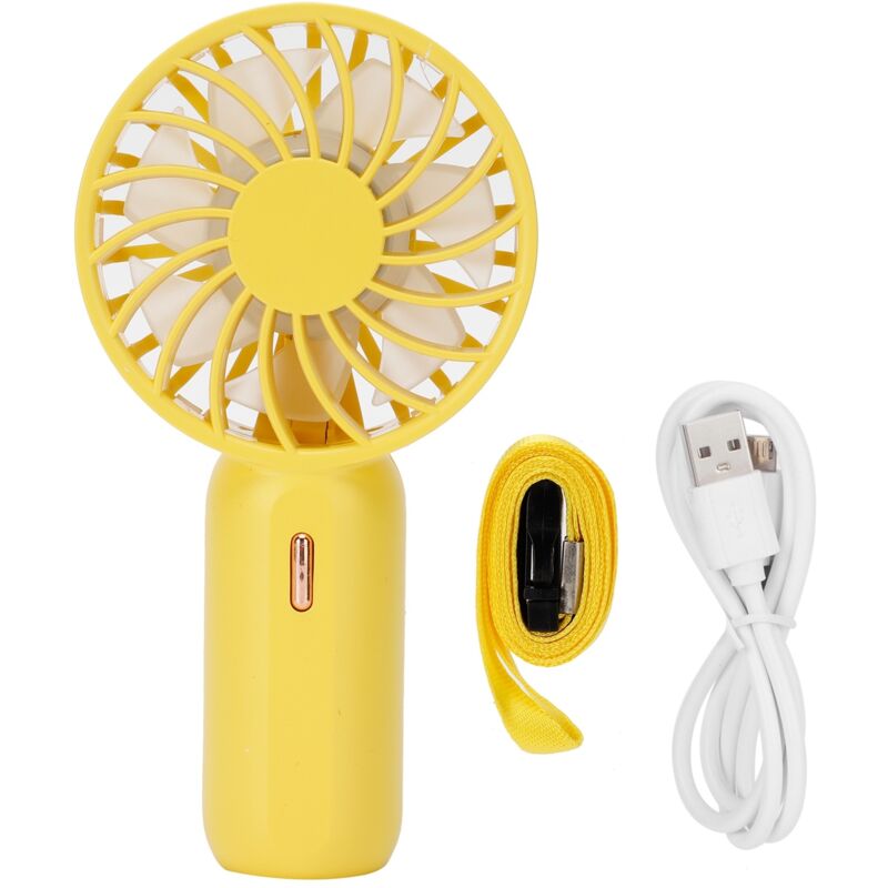 Ventilateur USB portable avec vitesse réglable - Mini ventilateur de bureau rechargeable pour maison et bureau - Jaune