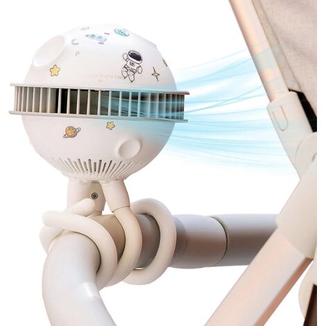 ventilateur Usb Portable - Blanc, Ventilateur De Poussette Silencieux Avec Trpied Flexible, 4 Vitesses Rglables, Ventilateur Aliment Par Batterie