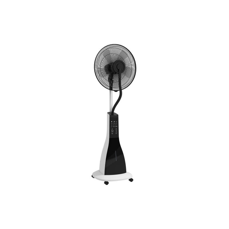 ventilateur vertical avec fonction de brouillard d'eau 90W, réservoir d'eau 3L, 3 niveaux, oscillant, avec télécommande, noir