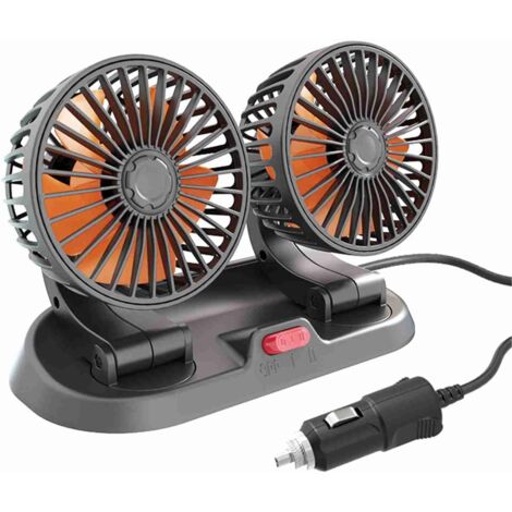 Ventilateur Voiture Ventilateur de Refroidissement de Voiture Double TêTe Connecteur Allume-Cigare RéGlable Circulateur d'air Multifonction pour VéHicules (Type 24V)
