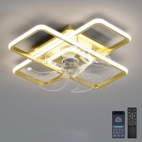 Ventilateurs de plafond avec lumières, ventilateur de lustre LED à intensité variable avec télécommande et application, 50 cm, 6 vitesses de vent