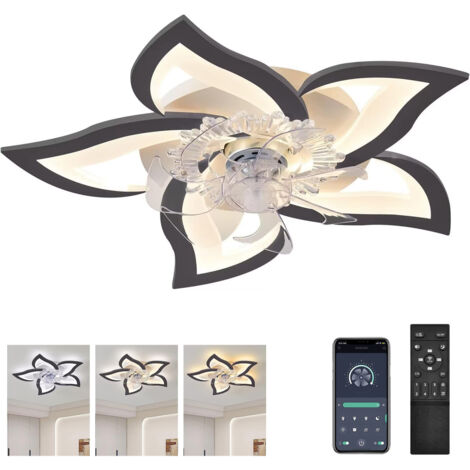 Ventilateurs de plafond avec lumières, ventilateur de plafond sans lame semi-encastré à intensité variable avec application et télécommande, 78 cm