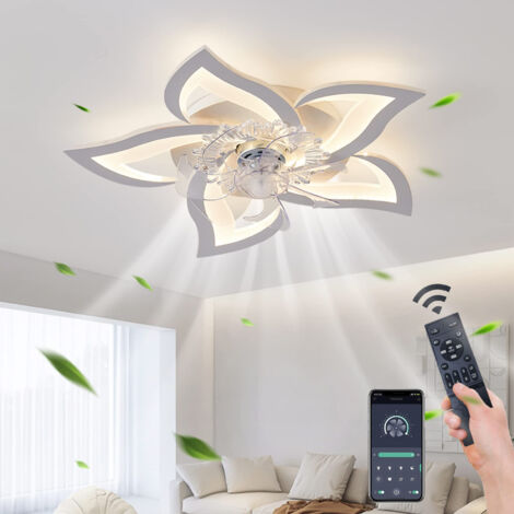 Ventilateurs de plafond avec lumières, ventilateur de plafond sans lame semi-encastré à intensité variable avec application et télécommande, 78 cm