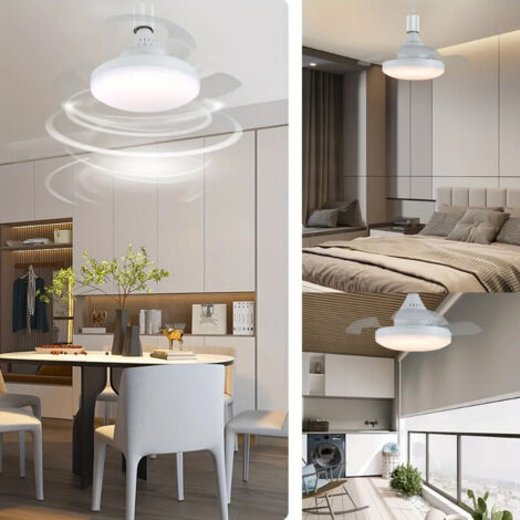 Ventilateurs de plafond avec télécommande et éclairage LED, culot E27, silencieux et intelligents, pour chambre et salon.